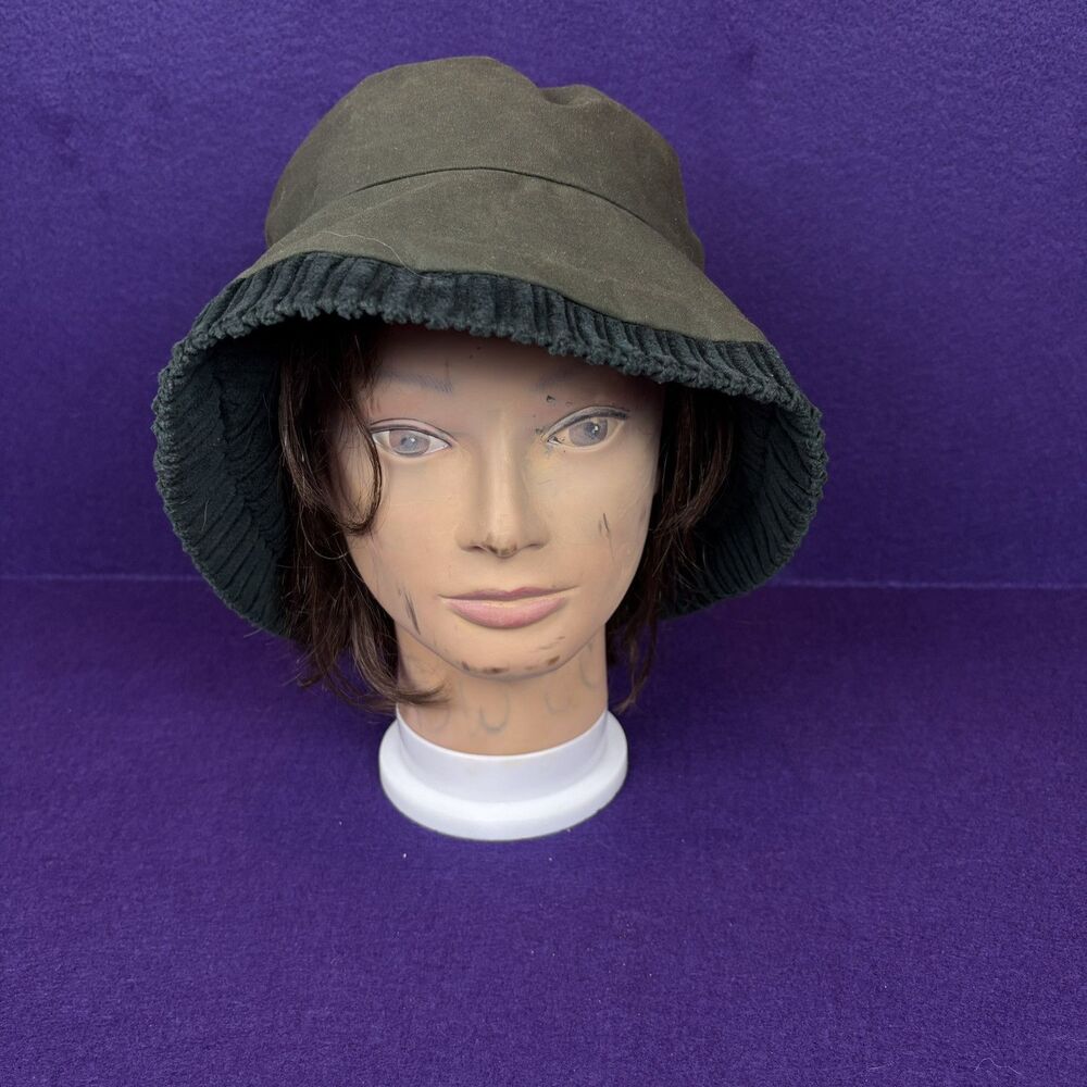 Vintage Kangol Bucket Hat Olive Green Corduroy Lined Regular